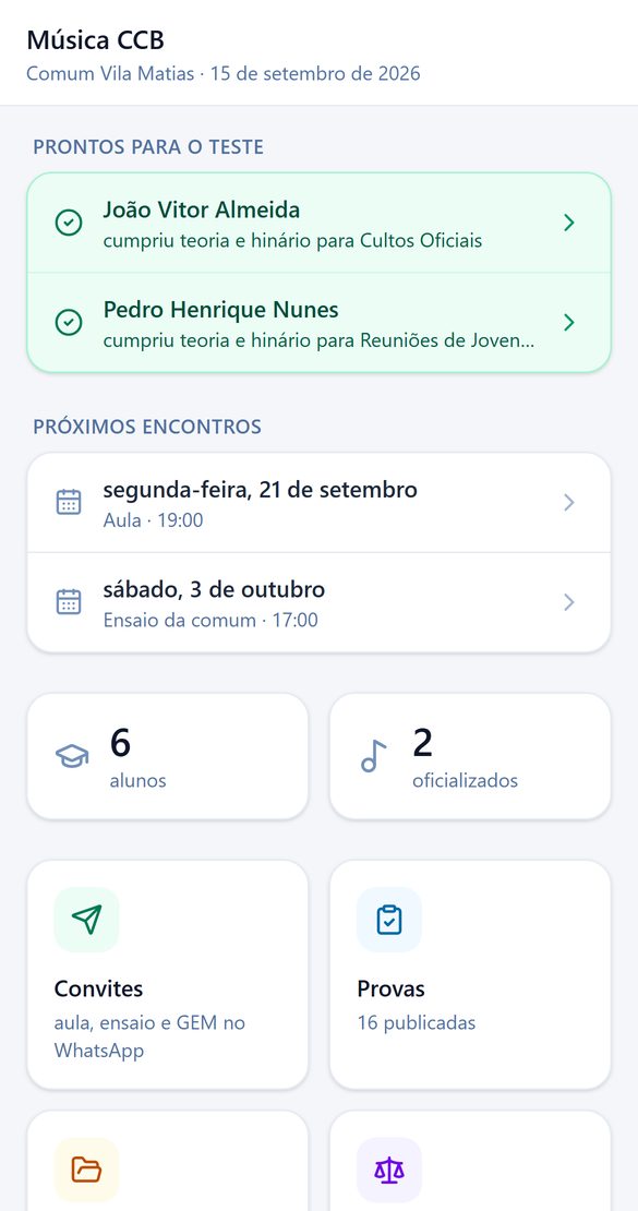 Tela inicial do app, com quem está pronto para o teste e os próximos encontros