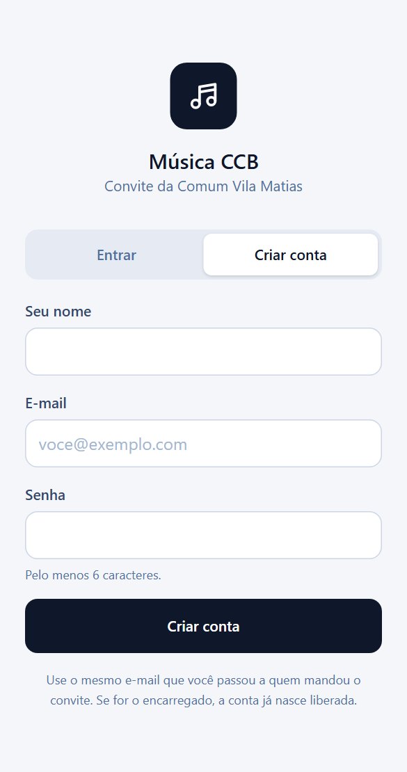 Tela de criar conta, mostrando o nome da comum do convite