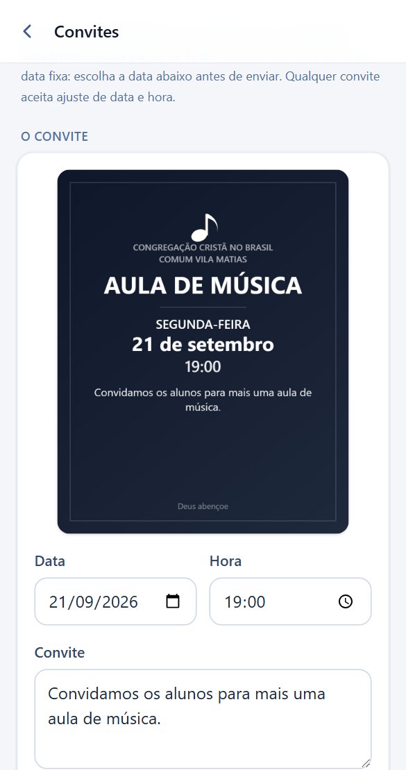 Tela de convites, com a imagem pronta para o WhatsApp